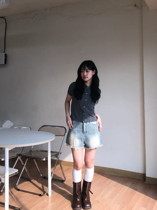 Kmel Bohemian Style Damaged Shorts