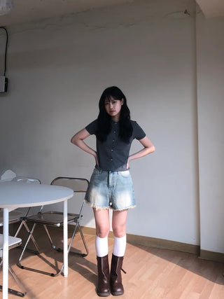 Kmel Bohemian Style Damaged Shorts