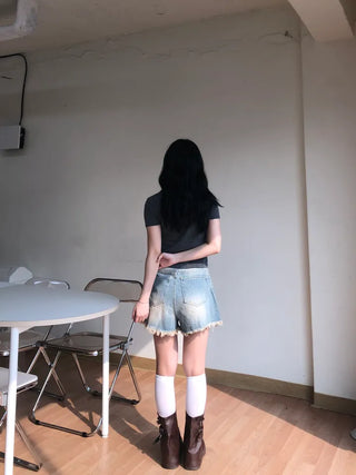 Kmel Bohemian Style Damaged Shorts