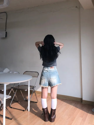 Kmel Bohemian Style Damaged Shorts