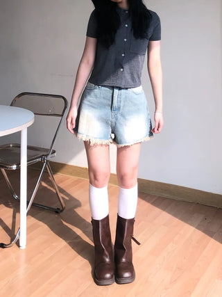 Kmel Bohemian Style Damaged Shorts