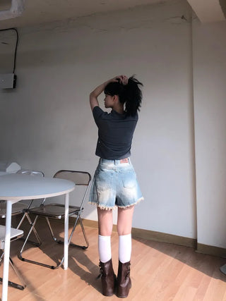 Kmel Bohemian Style Damaged Shorts