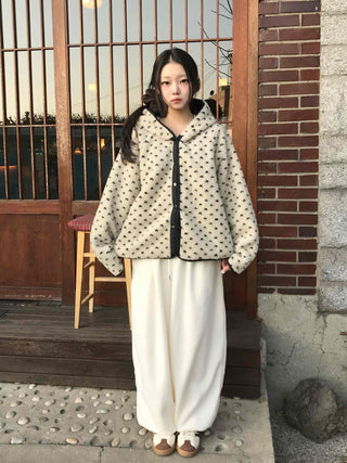 Reversible Mini Dot Piping Contrast Padded Jacket