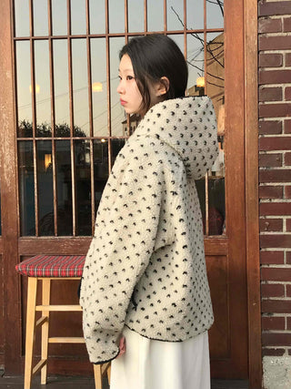 Reversible Mini Dot Piping Contrast Padded Jacket