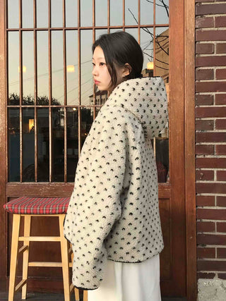 Reversible Mini Dot Piping Contrast Padded Jacket
