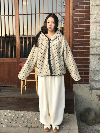 Reversible Mini Dot Piping Contrast Padded Jacket