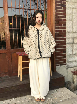 Reversible Mini Dot Piping Contrast Padded Jacket