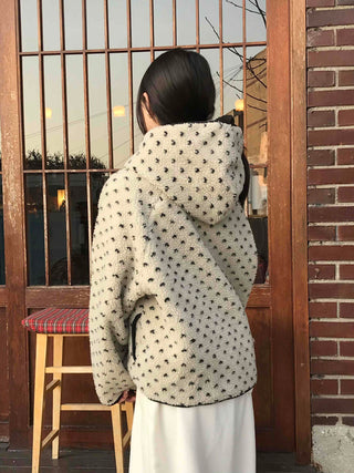 Reversible Mini Dot Piping Contrast Padded Jacket