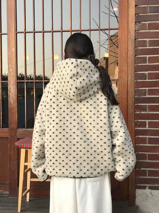 Reversible Mini Dot Piping Contrast Padded Jacket