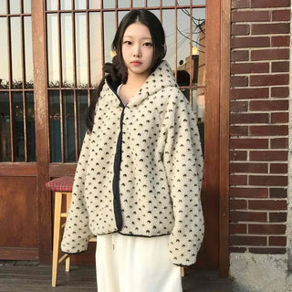 Reversible Mini Dot Piping Contrast Padded Jacket
