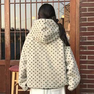 Reversible Mini Dot Piping Contrast Padded Jacket