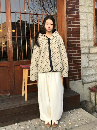 Reversible Mini Dot Piping Contrast Padded Jacket
