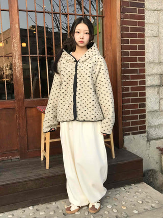 Reversible Mini Dot Piping Contrast Padded Jacket