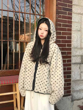Reversible Mini Dot Piping Contrast Padded Jacket