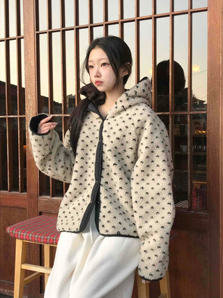 Reversible Mini Dot Piping Contrast Padded Jacket