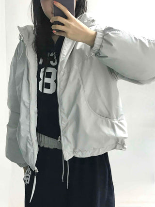 Numbering Print Crop Hoodie Tracksuit Set