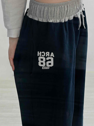 Numbering Print Crop Hoodie Tracksuit Set