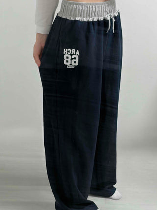 Numbering Print Crop Hoodie Tracksuit Set