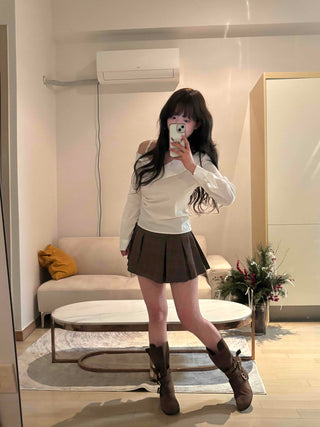 Classic V-neck Frill Asymmetrical Blouse