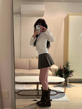 Classic V-neck Frill Asymmetrical Blouse