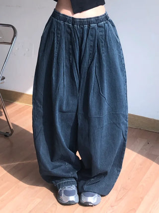 Jubi Stripe Big Mega Elastic Long Pants