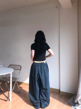 Jubi Stripe Big Mega Elastic Long Pants