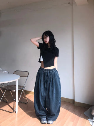 Jubi Stripe Big Mega Elastic Long Pants
