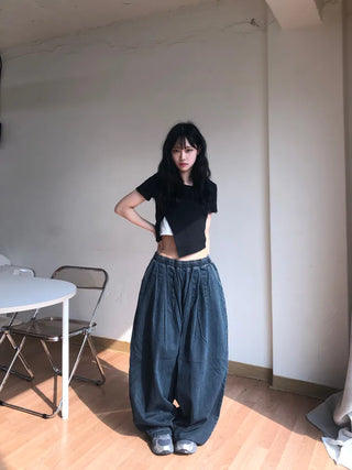 Jubi Stripe Big Mega Elastic Long Pants