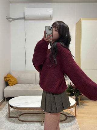 Loose-fit Boat Neck Off-shoulder Knit