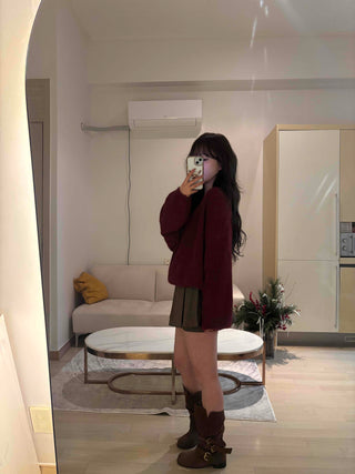 Loose-fit Boat Neck Off-shoulder Knit