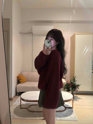 Loose-fit Boat Neck Off-shoulder Knit