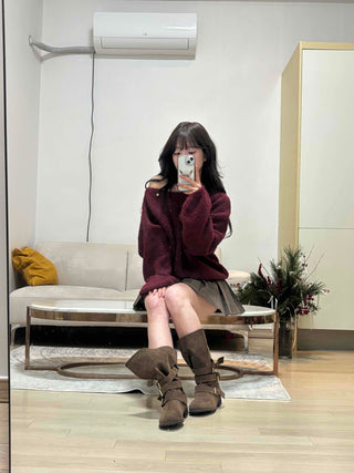 Loose-fit Boat Neck Off-shoulder Knit