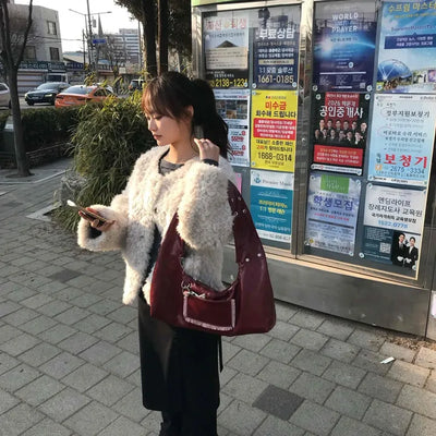 Puff Sleeve Fur Crop Sherpa Jacket