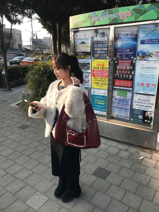 Puff Sleeve Fur Crop Sherpa Jacket