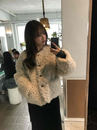 Puff Sleeve Fur Crop Sherpa Jacket