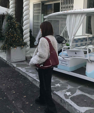 Puff Sleeve Fur Crop Sherpa Jacket