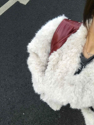 Puff Sleeve Fur Crop Sherpa Jacket