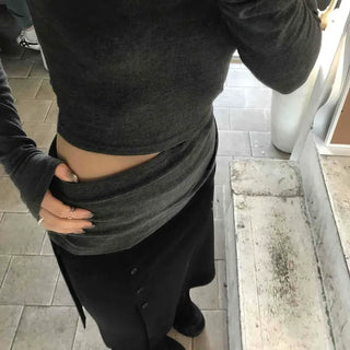 Point Cut Boat Neck Fit Long Sleeve T-shirt
