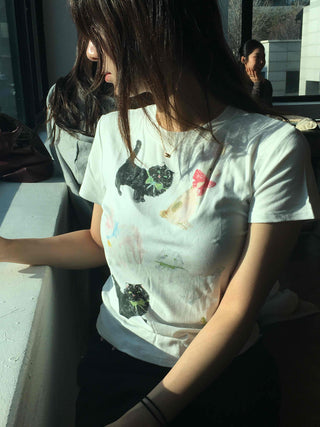 Vintage art print slim fit short-sleeve tee