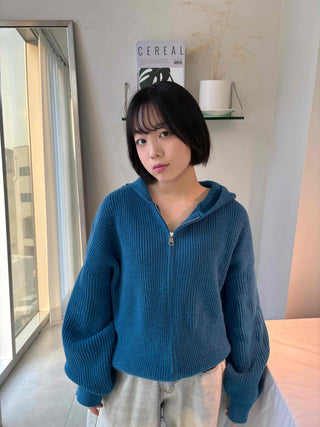 Suede Corduroy Loose Boxy Zip-Up Hoodie