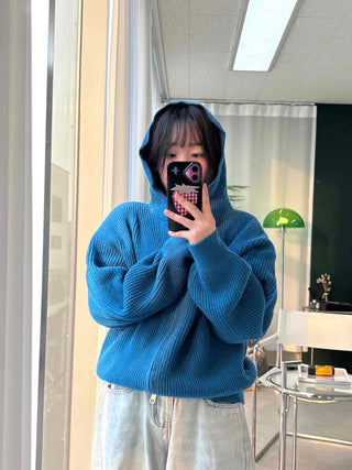 Suede Corduroy Loose Boxy Zip-Up Hoodie