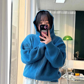 Suede Corduroy Loose Boxy Zip-Up Hoodie