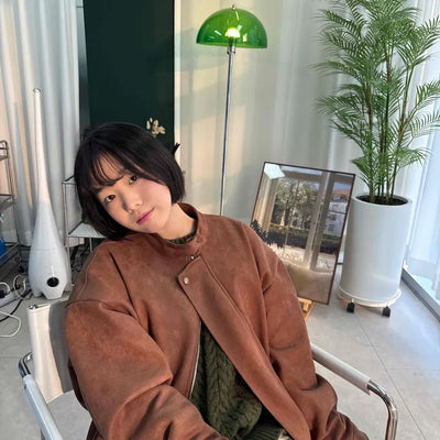 Vintage Drop Shoulder Loose Fit Suede Rider Jacket