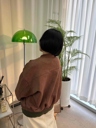Vintage Drop Shoulder Loose Fit Suede Rider Jacket
