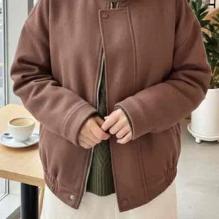 Vintage Drop Shoulder Loose Fit Suede Rider Jacket