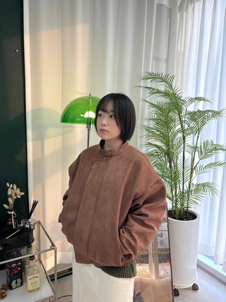 Vintage Drop Shoulder Loose Fit Suede Rider Jacket