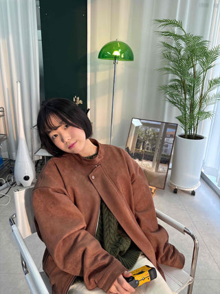 Vintage Drop Shoulder Loose Fit Suede Rider Jacket