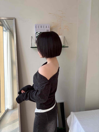 Delicate Fit Slash Neck Slim Fit Cozy Long Sleeve Tee