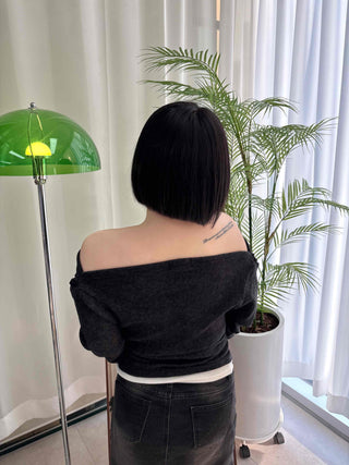 Delicate Fit Slash Neck Slim Fit Cozy Long Sleeve Tee