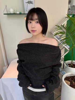 Delicate Fit Slash Neck Slim Fit Cozy Long Sleeve Tee